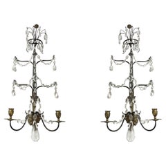 Pair of 18/19 Century Baltic Bronze and Crystal Sconses 