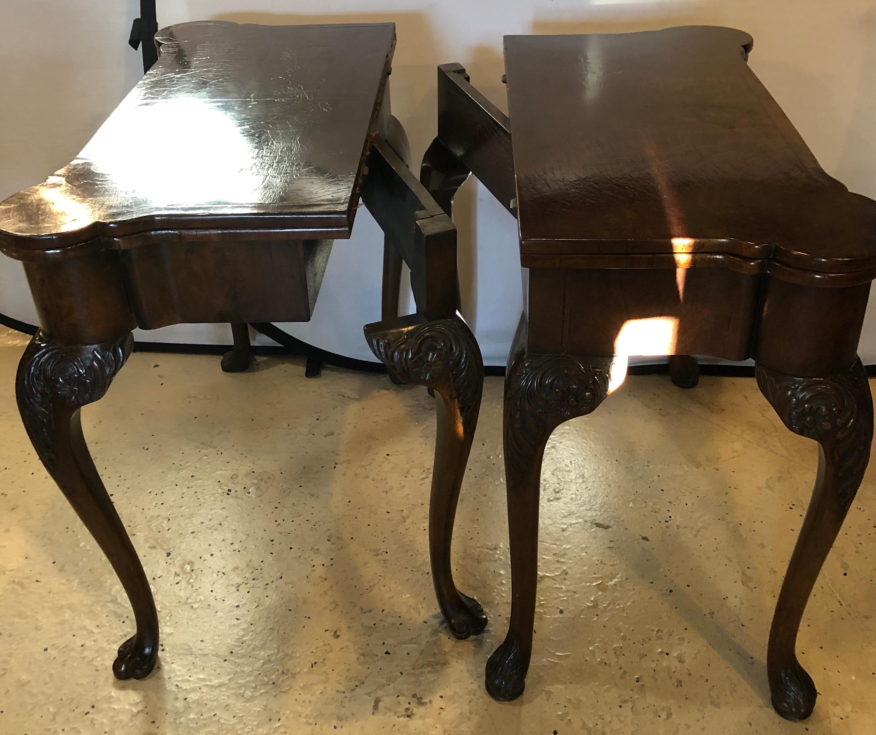 Pair of 18th-19th Century Georgian Compatible Card / Game or Flip Top Tables For Sale 6
