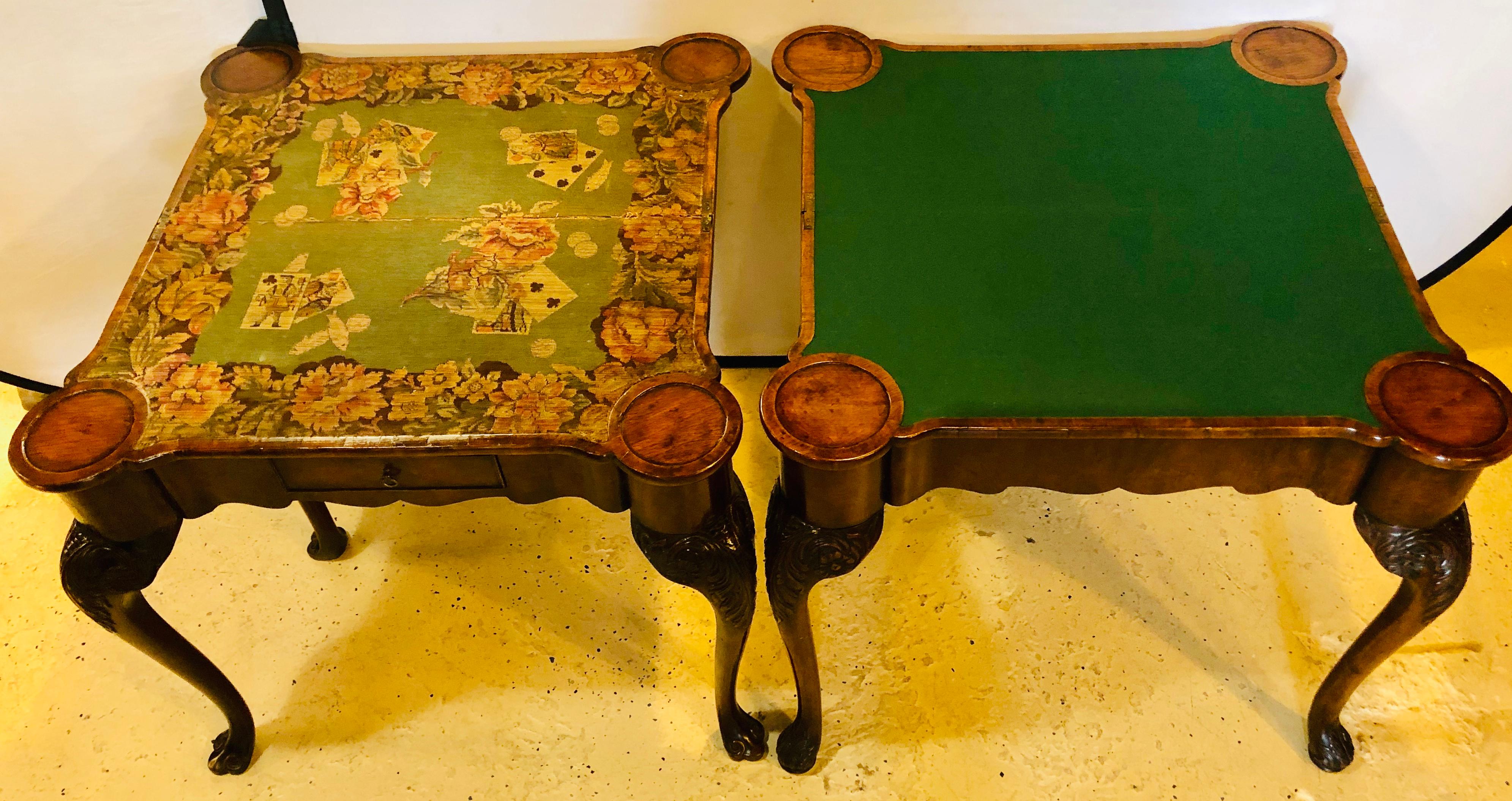 Pair of 18th-19th Century Georgian Compatible Card / Game or Flip Top Tables In Good Condition For Sale In Stamford, CT