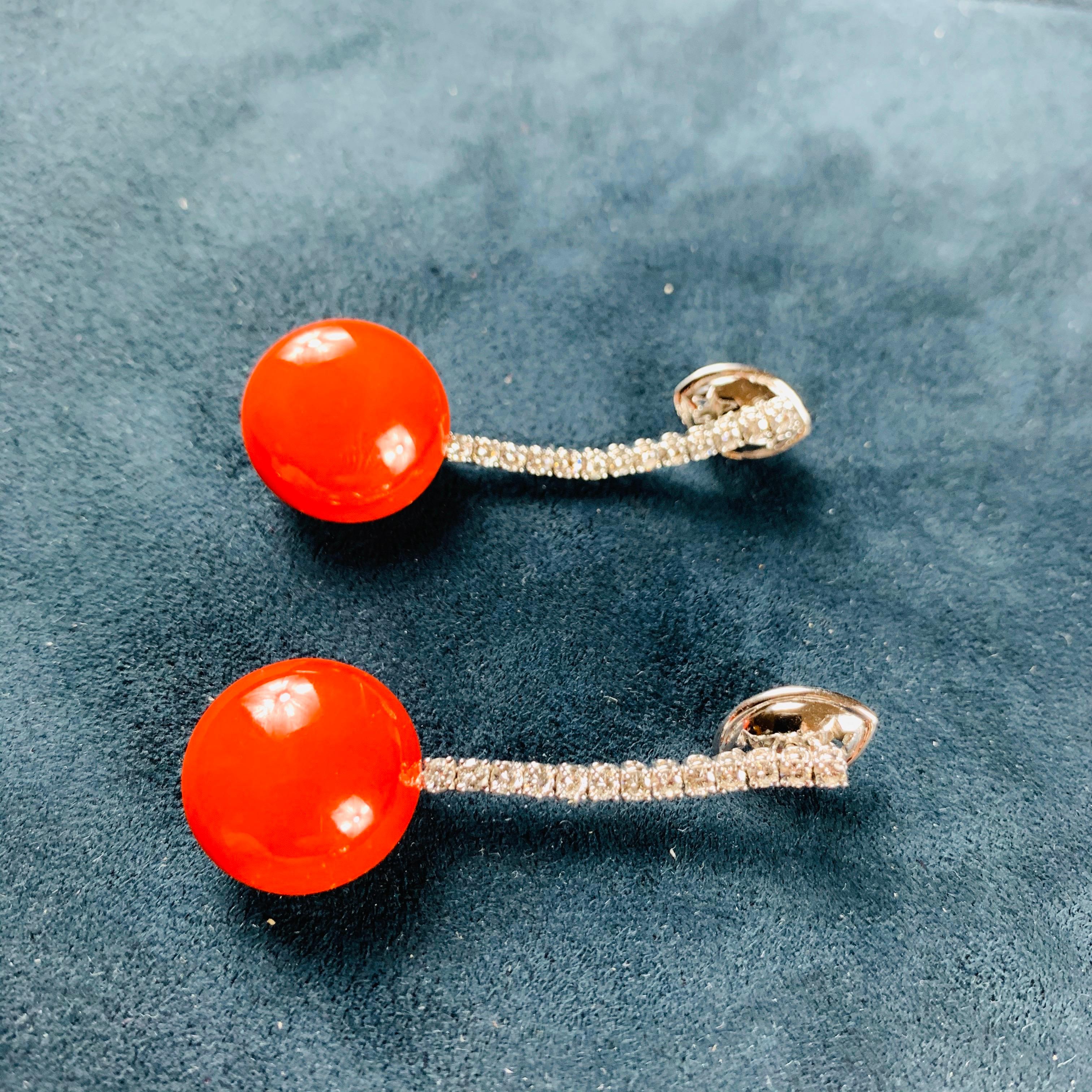 coral and diamond earrings
