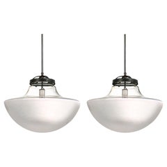 Pair of Mushroom Globes, Half Clear and White