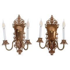 Coppia di tubi da 18 pollici. Oscar Bach - Applique da parete a 2 bracci in stile bronzo