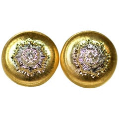 Pair of 18 Karat Gold and Diamond Stud Earrings
