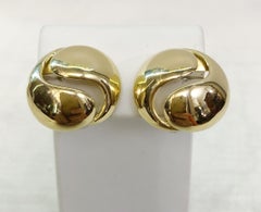 Pair of Vintage 18K Yellow Gold Clip-On Earrings, CUSI Milan, Italy, 1990s