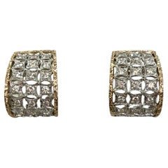 Pair of 18 Karat Rose and White Gold Diamond Earrings