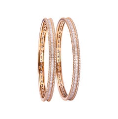 Pair of 18 Karat Rose Gold Diamond Bangles