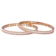 Pair of 18 Karat Rose Gold Diamond Bangles