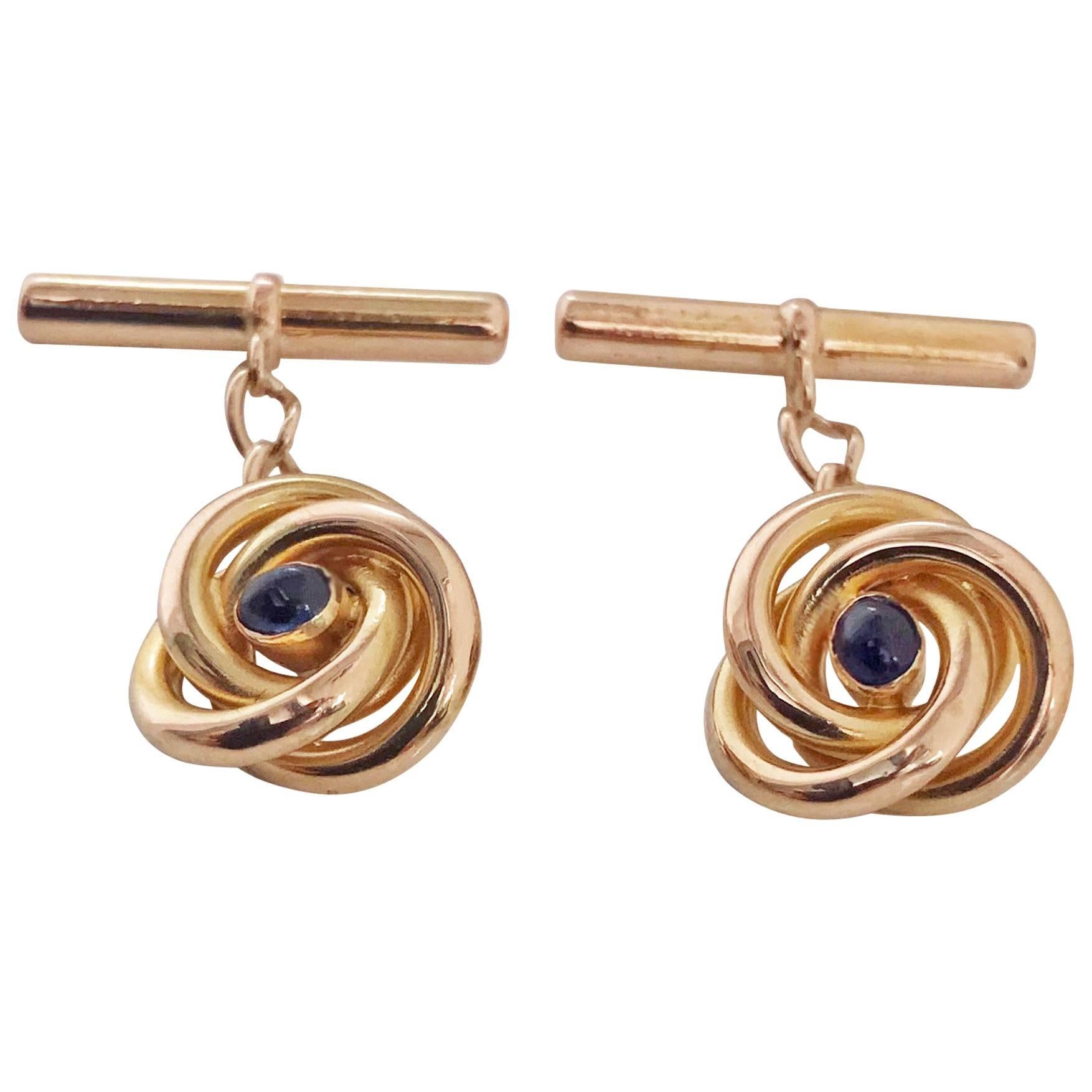 Pair of 18 Karat Sapphire Cufflinks, circa 1930