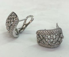 Pair of Vintage 18K White Gold Diamond Clip-On Earrings, Italy Circa 1960s