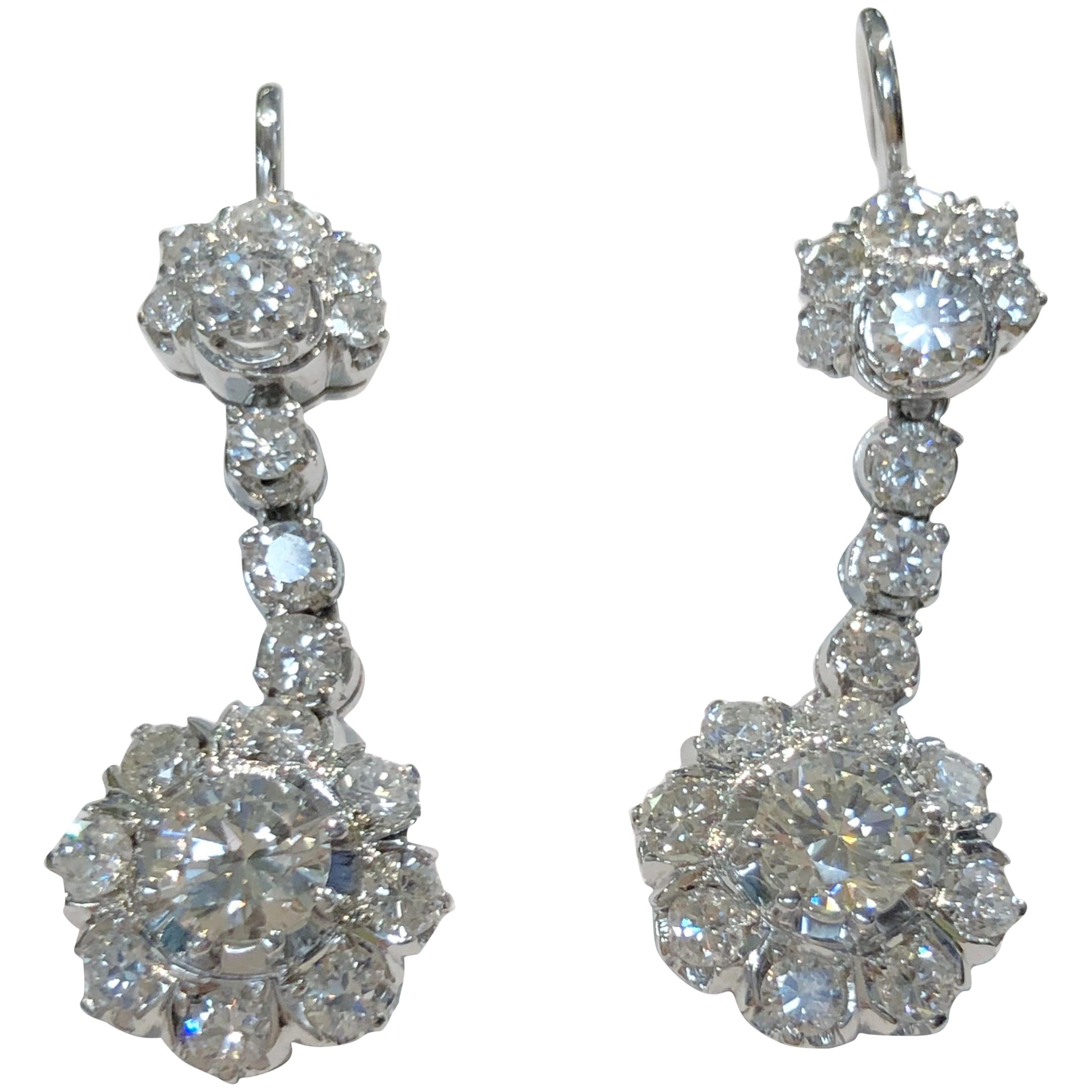 Pair of 18 Karat White Gold and Diamond Earrings For Sale