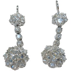 Retro Pair of 18 Karat White Gold and Diamond Earrings