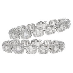 Pair of 18 Karat White Gold Illusion Diamond Bracelets