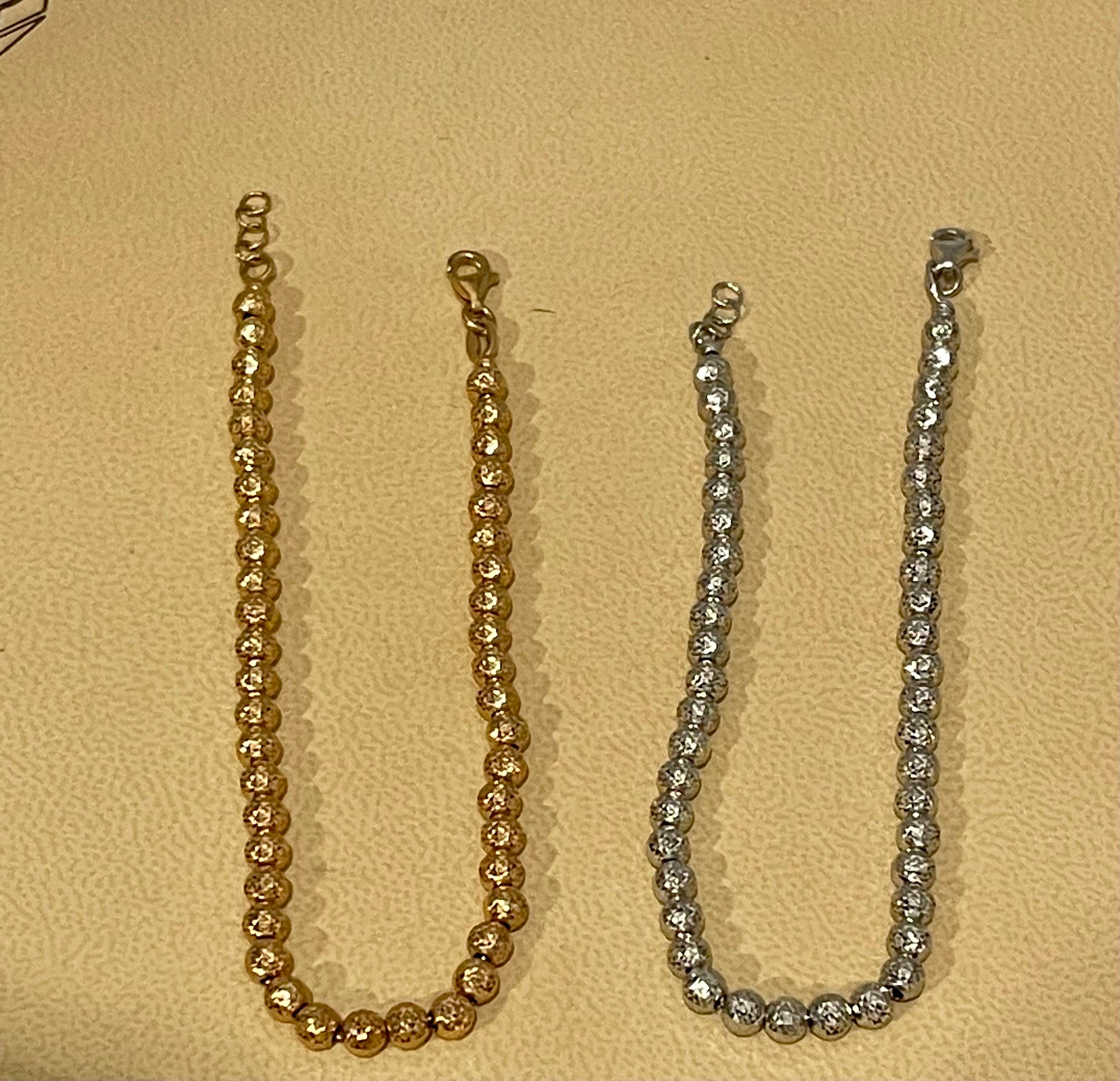 Pair of 18 Karat White Gold/ Rose Gold Ball Bracelets, 8.2 Gm For Sale 3
