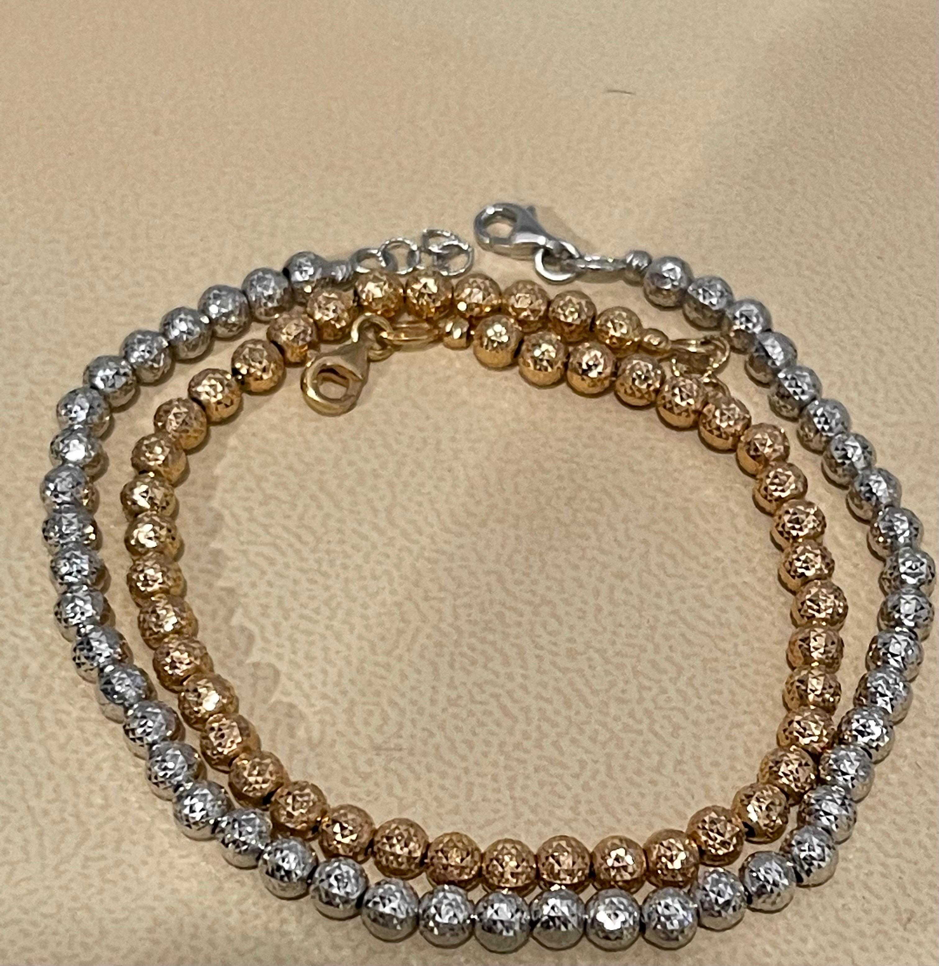 Pair of 18 Karat White Gold/ Rose Gold Ball Bracelets, 8.2 Gm For Sale 4