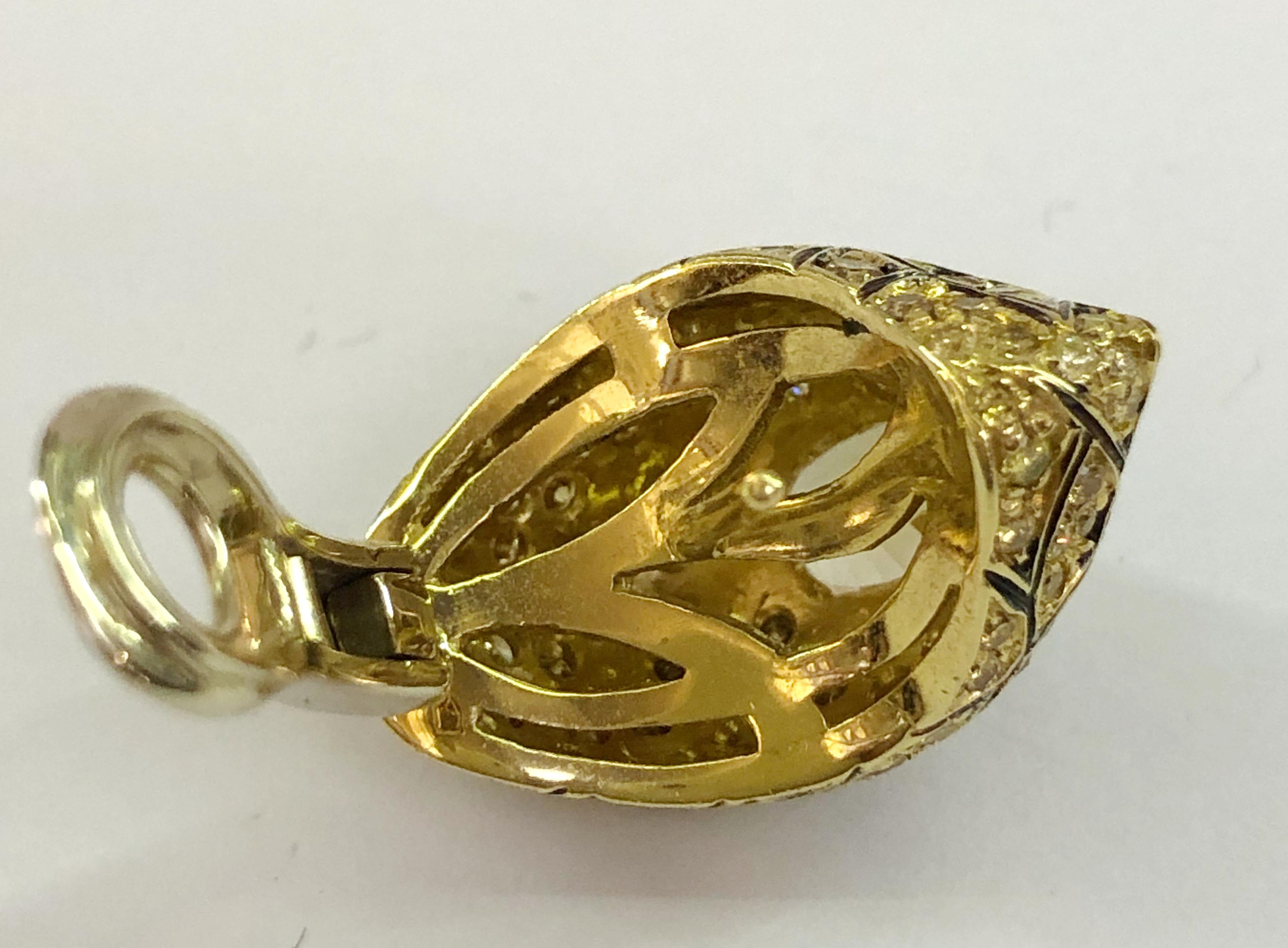 Women's Pair of 18 Karat Yellow Gold Corundum and Diamond Earrings For Sale