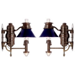 Antique Pair of 1800s Dayton Railroad Dining Car Sconces