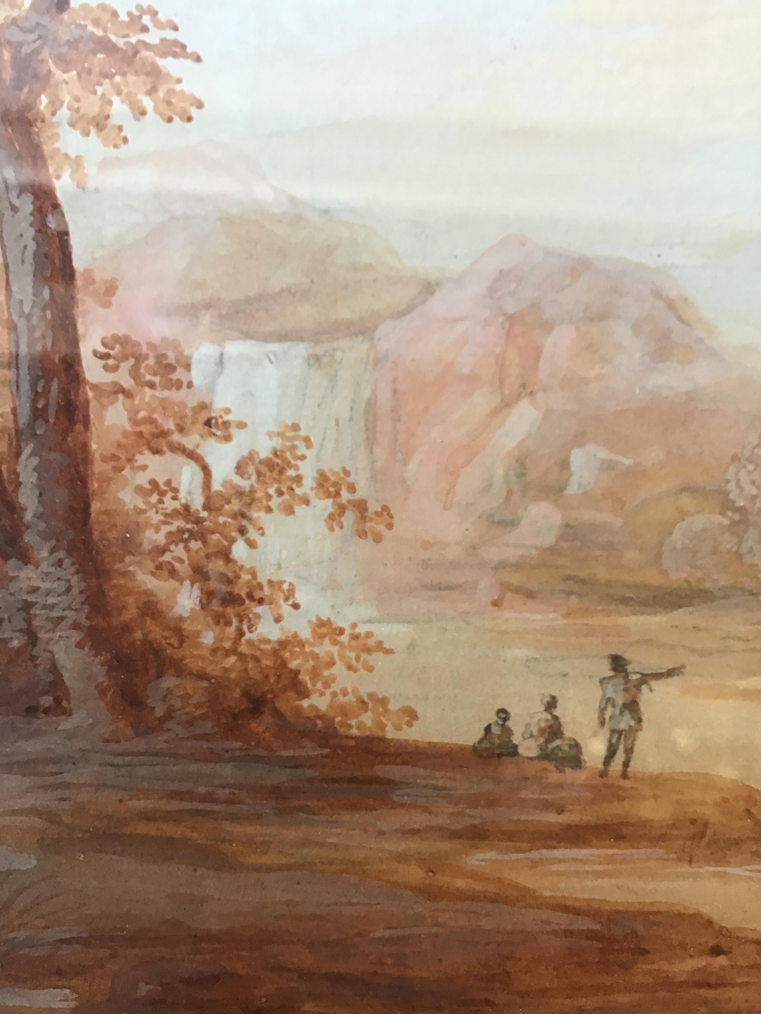 Pair of 1800s Water Colors of French Pastoral Scenes Attributed to J.B. Huet For Sale 3