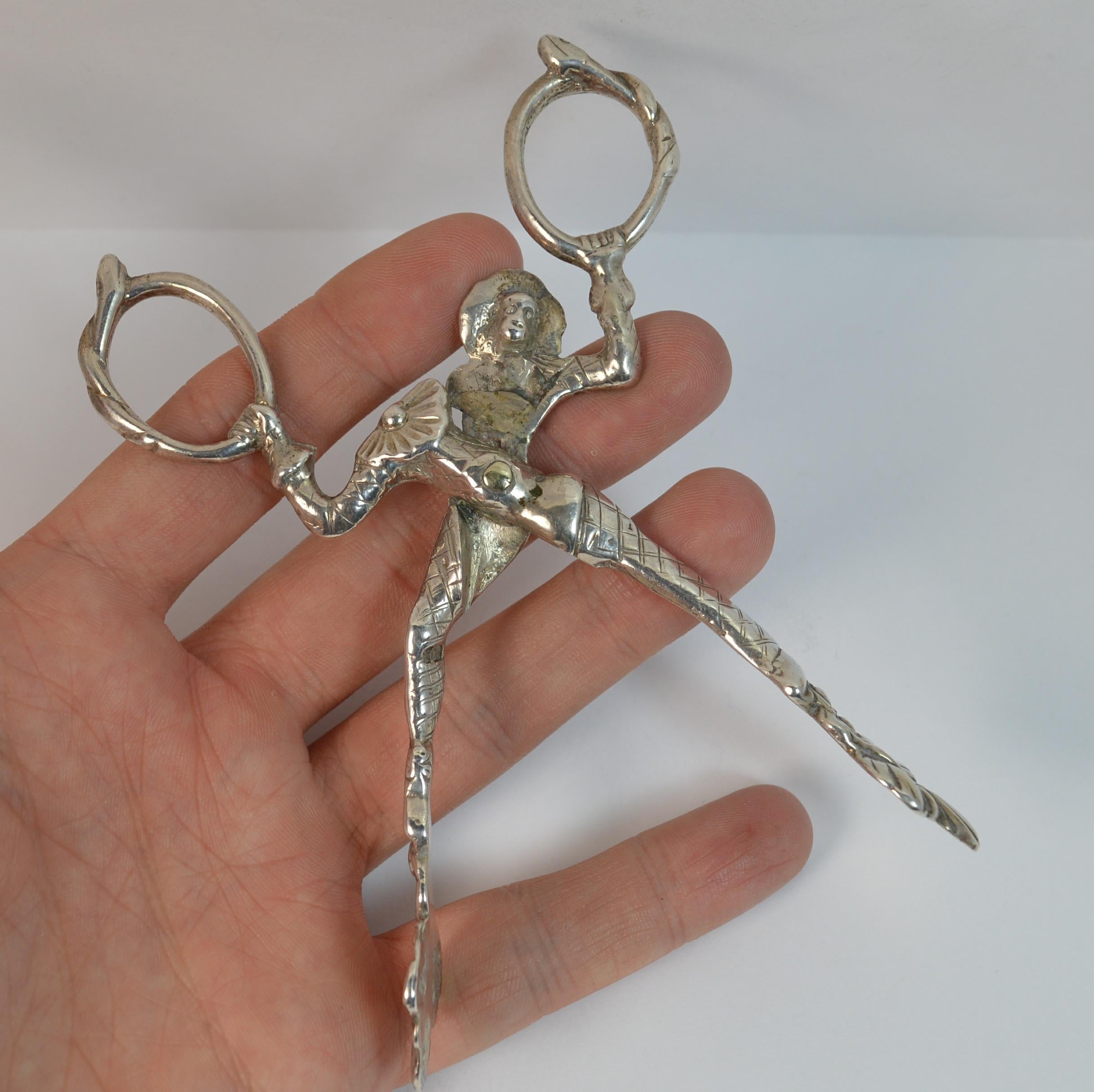 Pair of 1816 Georgian Silver Sugar Nips or Tongs of Harlequin Design For Sale 1