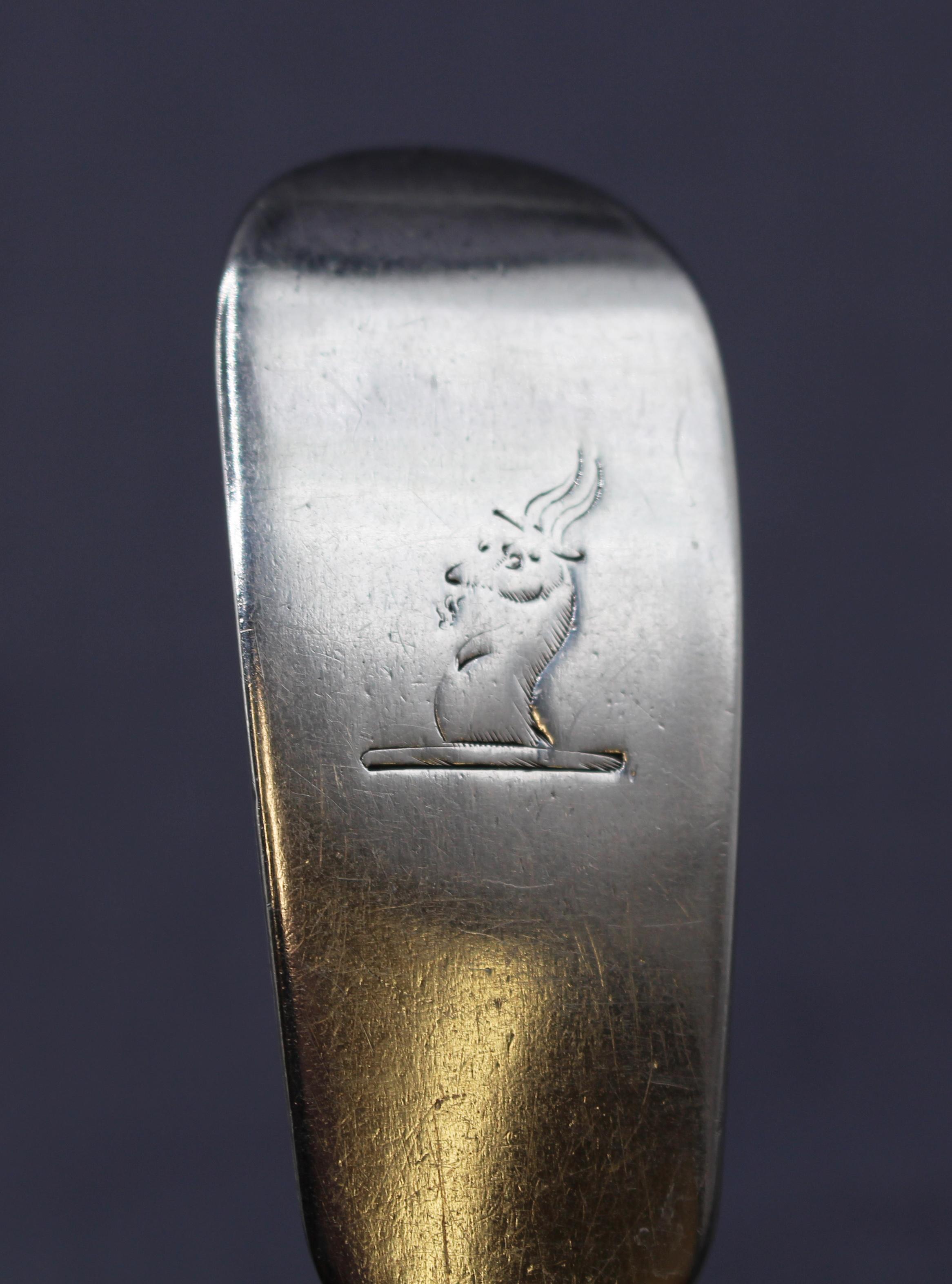 Georgian Pair of 1818 Irish Sterling Silver Table or Serving Spoons For Sale