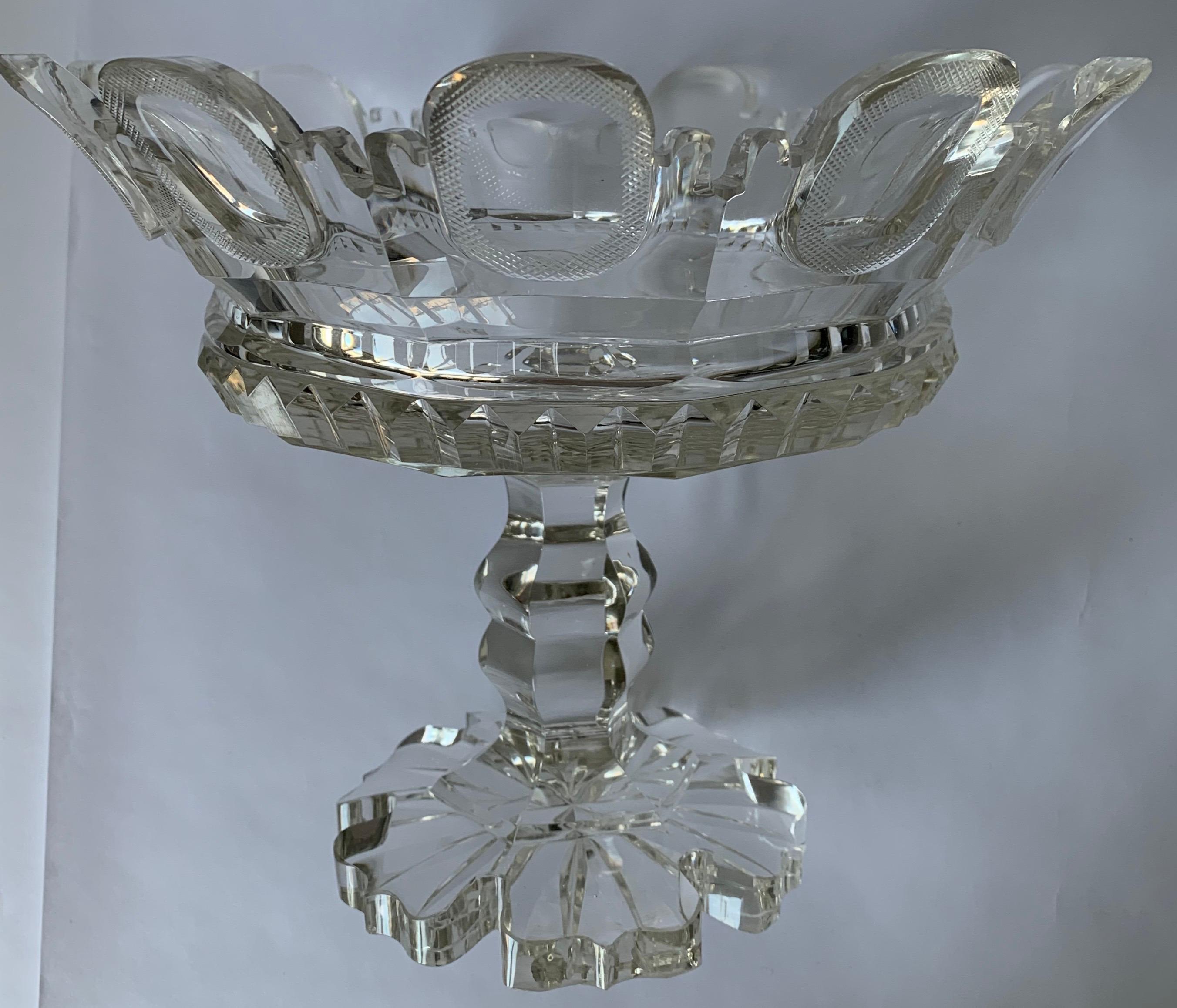 Pair of 1820s Cut Crystal Mantle Vases For Sale 3