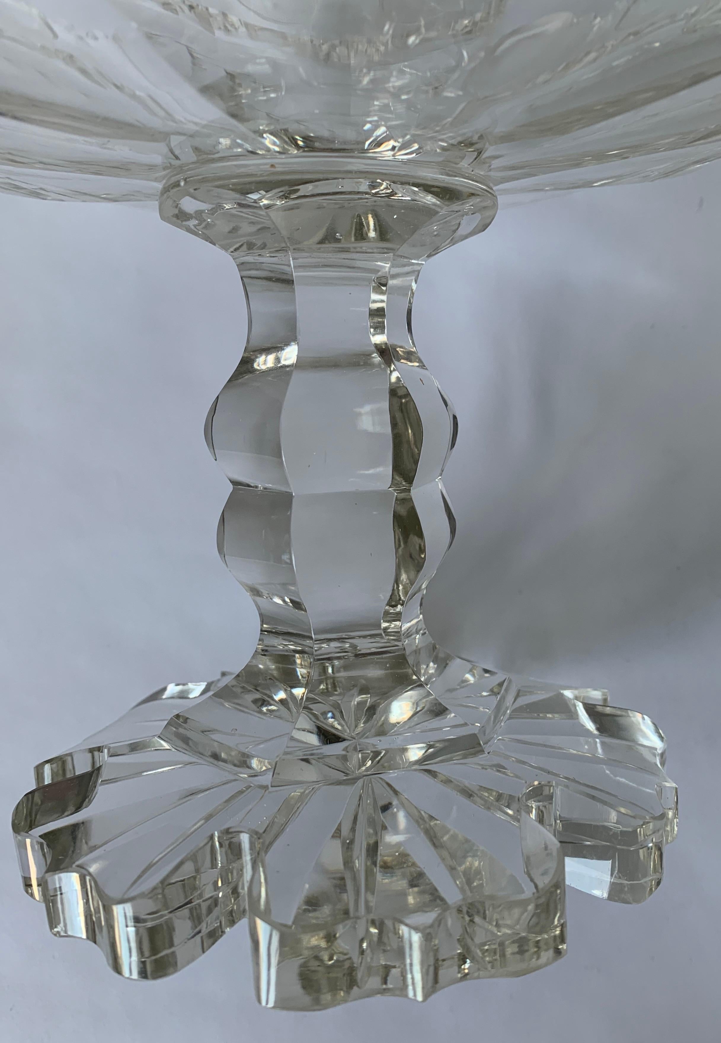 Pair of 1820s Cut Crystal Mantle Vases For Sale 4