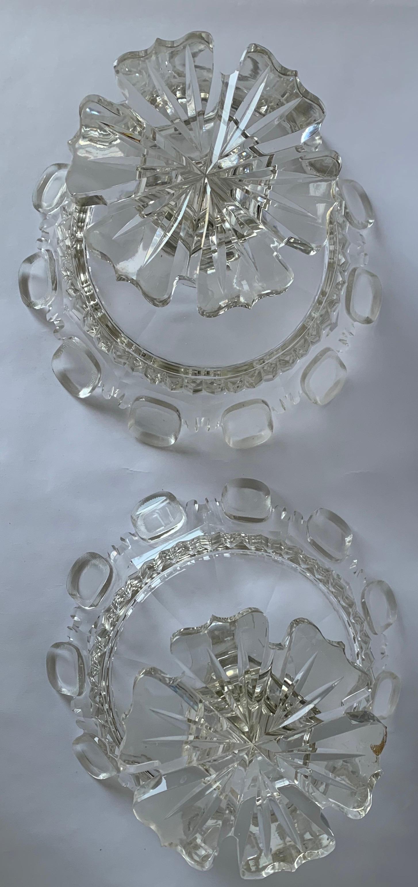 Pair of 1820s Cut Crystal Mantle Vases For Sale 6
