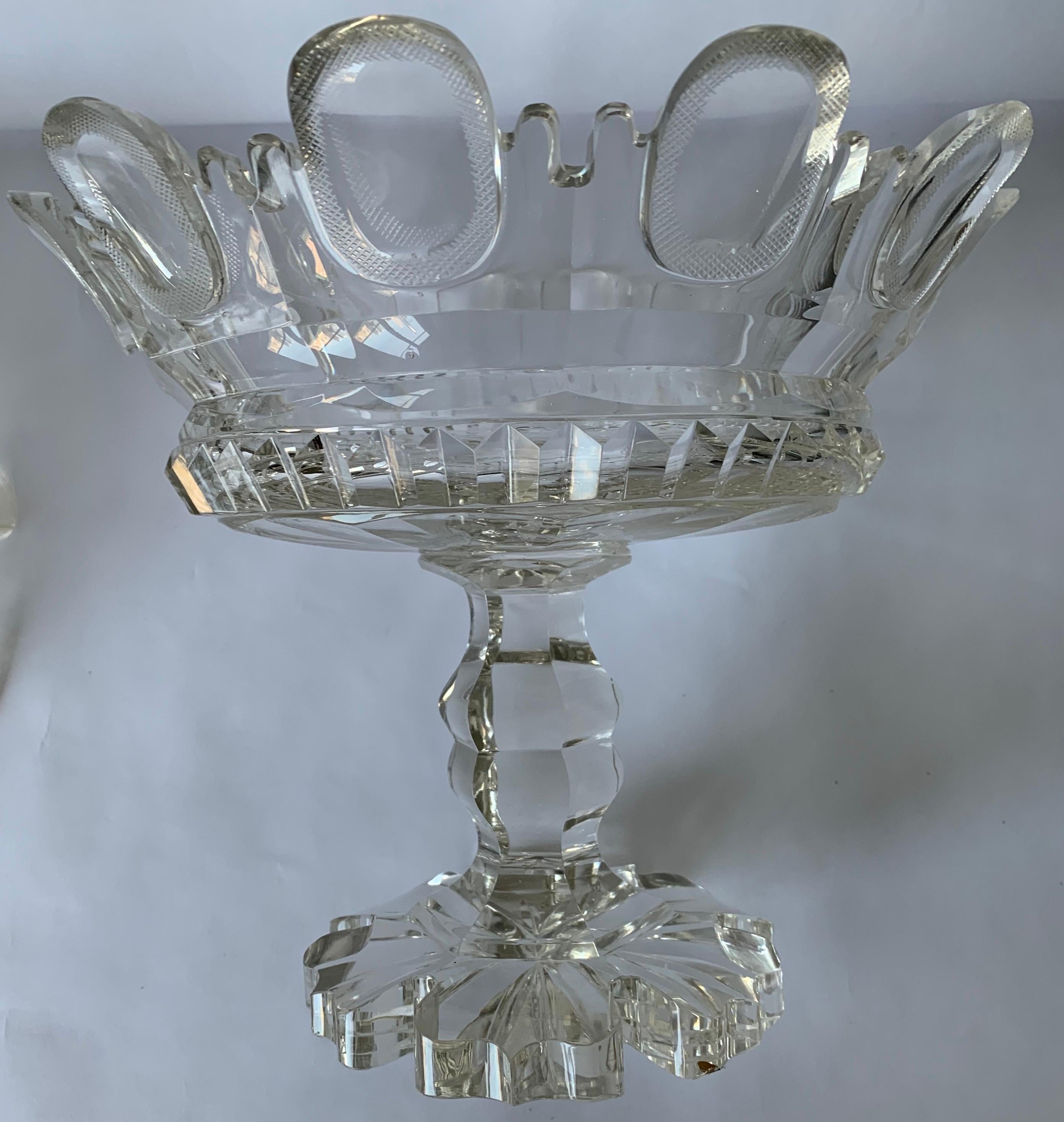 Pair of 1820s Cut Crystal Mantle Vases For Sale 8