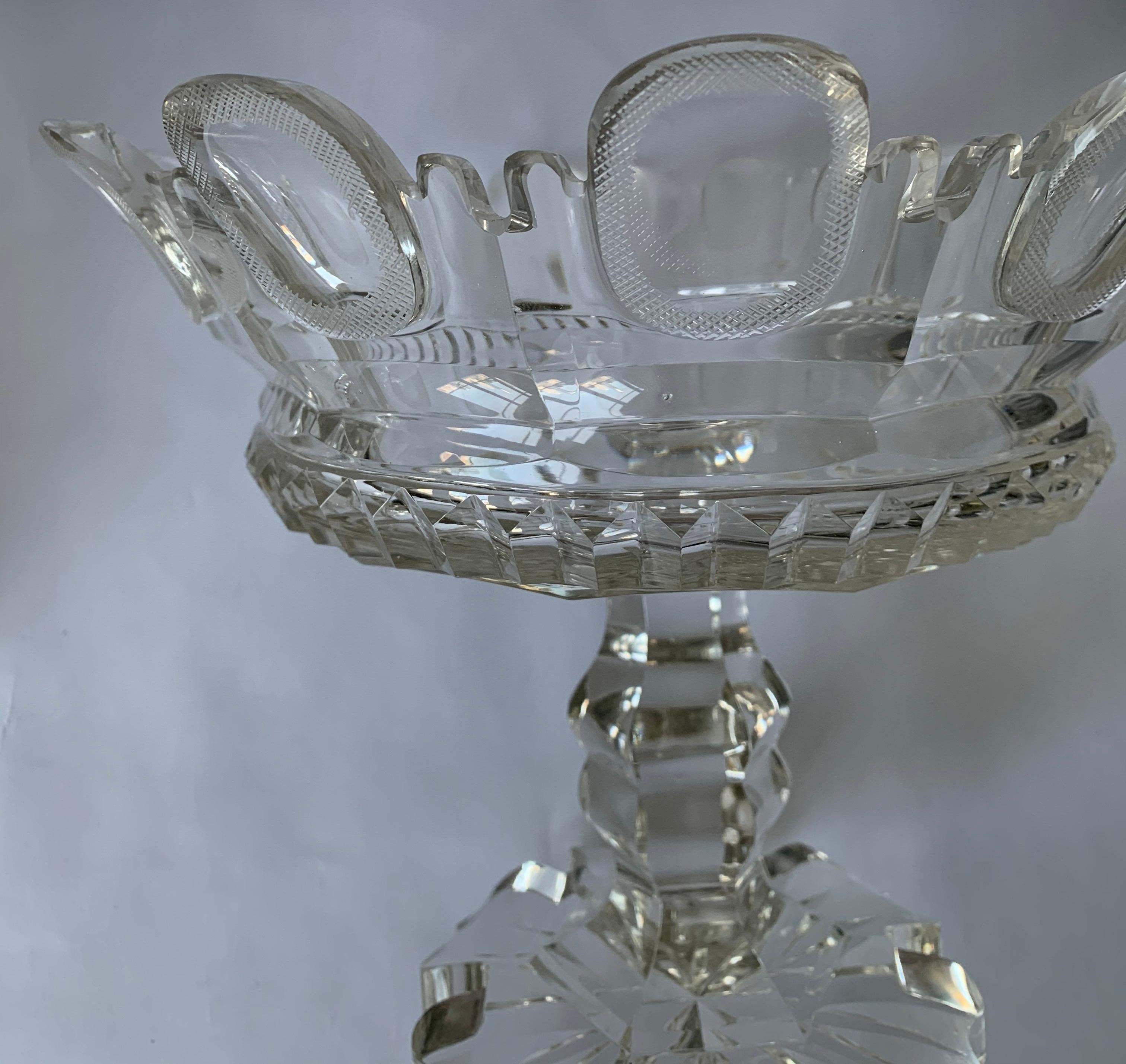 Pair of 1820s Cut Crystal Mantle Vases For Sale 9