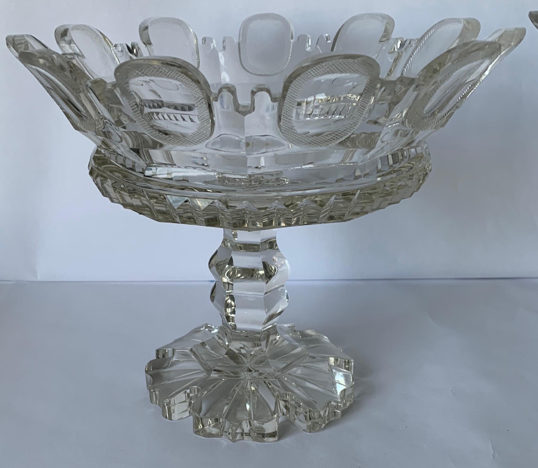 Georgian Pair of 1820s Cut Crystal Mantle Vases For Sale