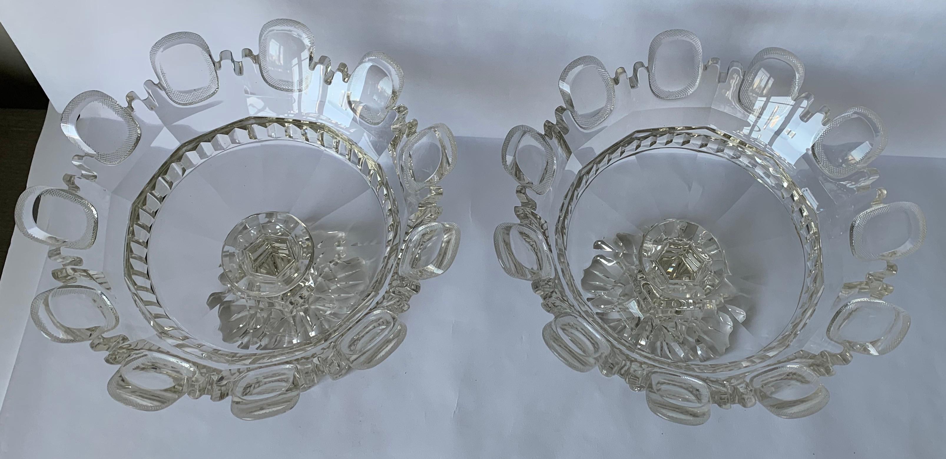Irish Pair of 1820s Cut Crystal Mantle Vases For Sale