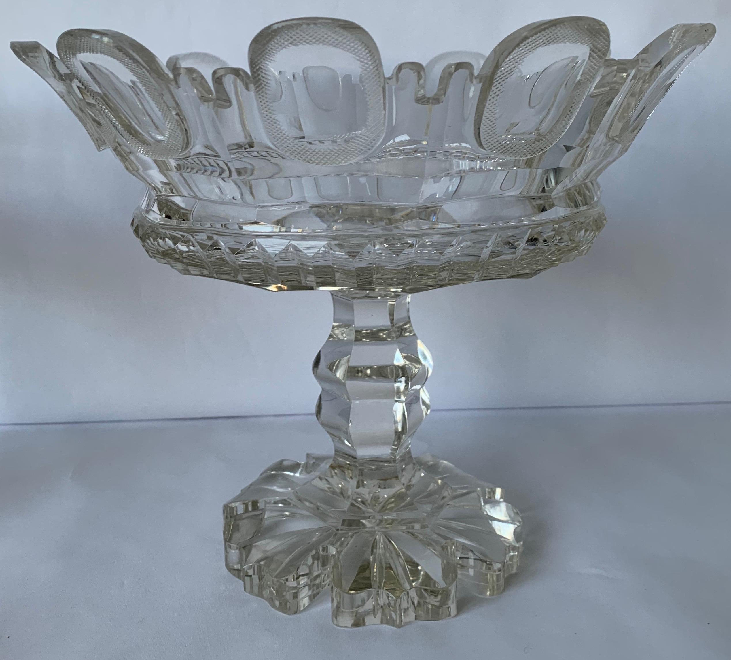 Pair of 1820s Cut Crystal Mantle Vases For Sale 1