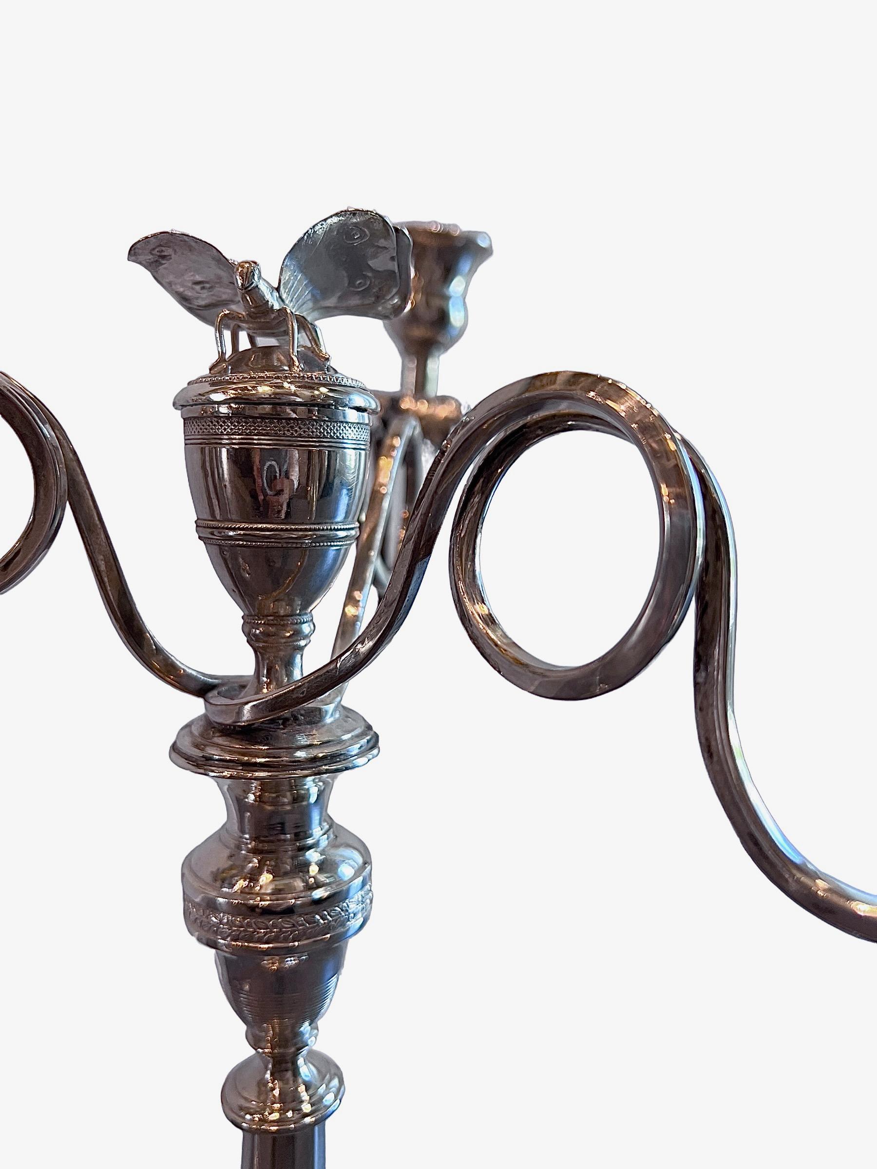 Paire de candélabres en argent sterling de tournage italien des années 1820 en vente 8