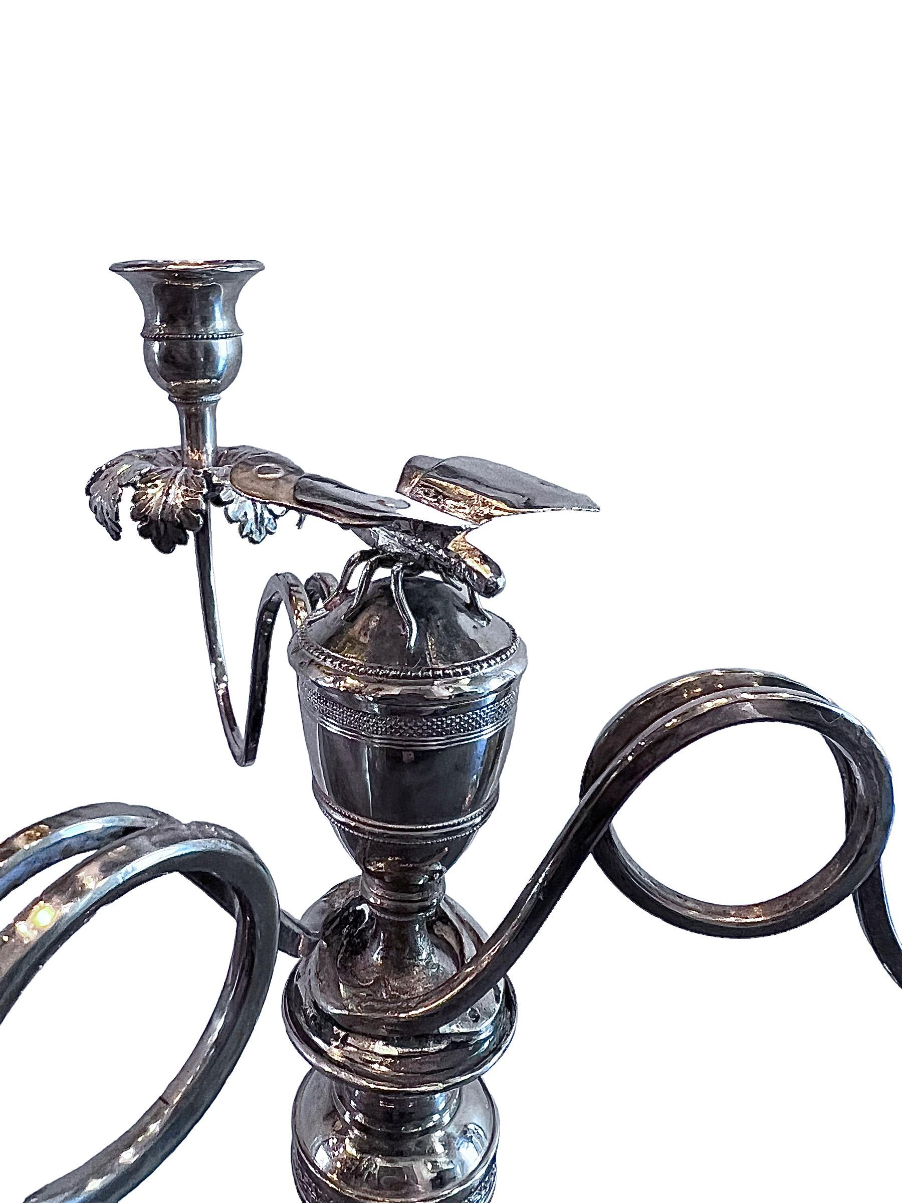 Paire de candélabres en argent sterling de tournage italien des années 1820 en vente 12