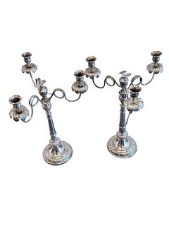 Pair of 1820s Italian Touring Sterling Silver Candelabras