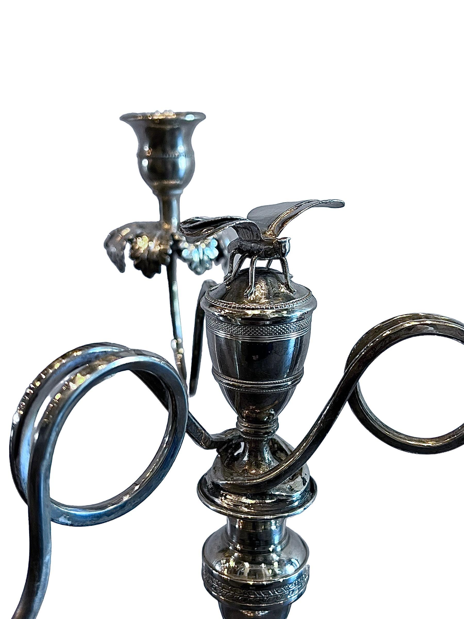 Pair of 1820s Italian Touring Sterling Silver Candelabras For Sale 3