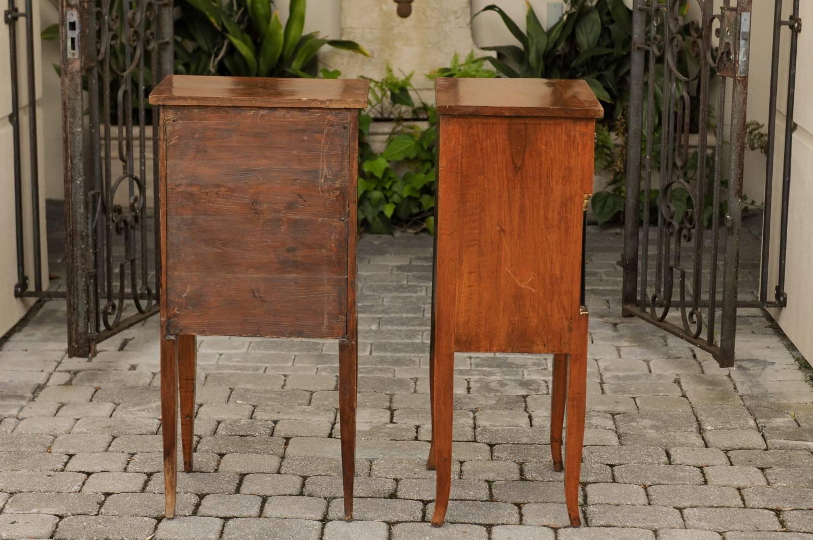 Pair of 1840s Biedermeier Walnut Stands with Drawer, Door and Semi-Columns For Sale 2