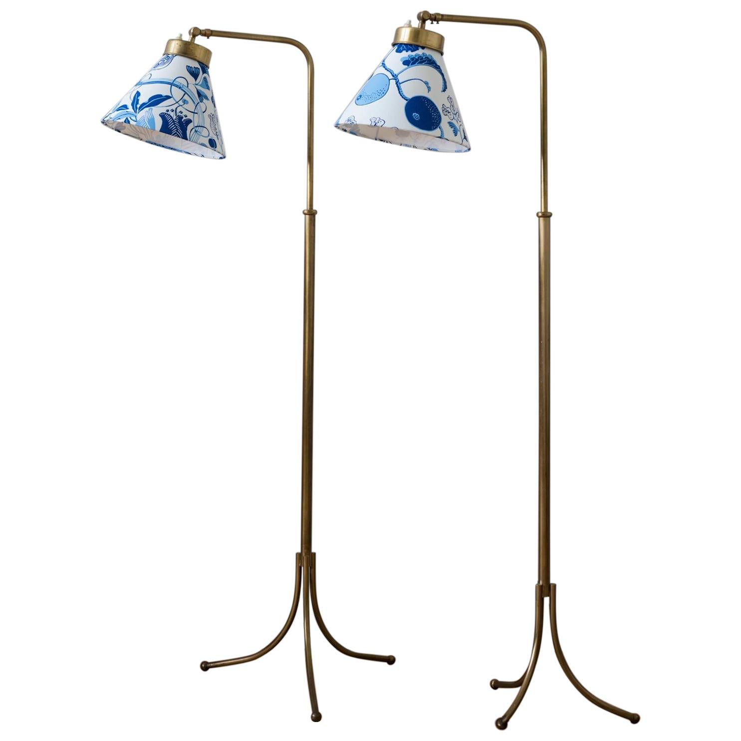 Pair of 1842 Brass Floor Lamps Designed by Josef Frank for Svenskt Tenn