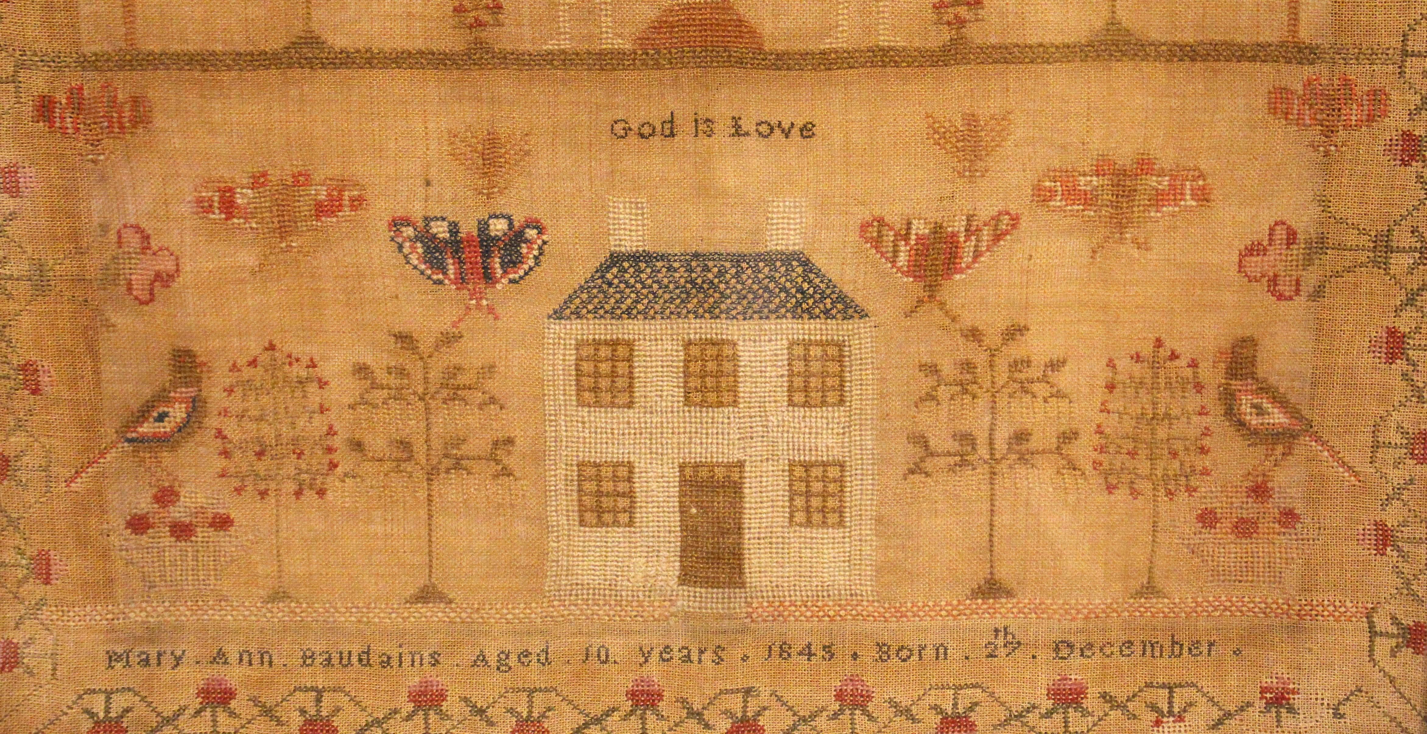 Paire d'aiguilles anglaises encadrées de 1845 par les sœurs Baudain Bon état - En vente à Chapel Hill, NC