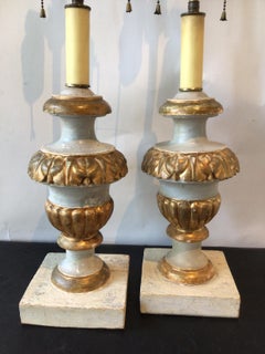 Pair of 1850s Italian Gilt Wood Lamps