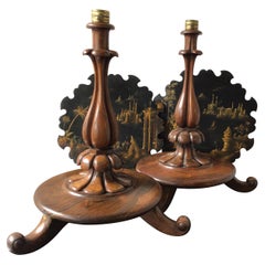 Pair of 1850s Rosewood Jennens and Bettridge Fireplace Screens with India Motif