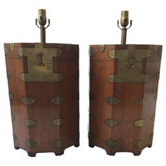 Antique Pair of 1870s Chinese Tea Canister Lamps