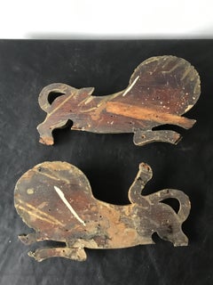 Pair of 1870s English Carved Wood Lions
