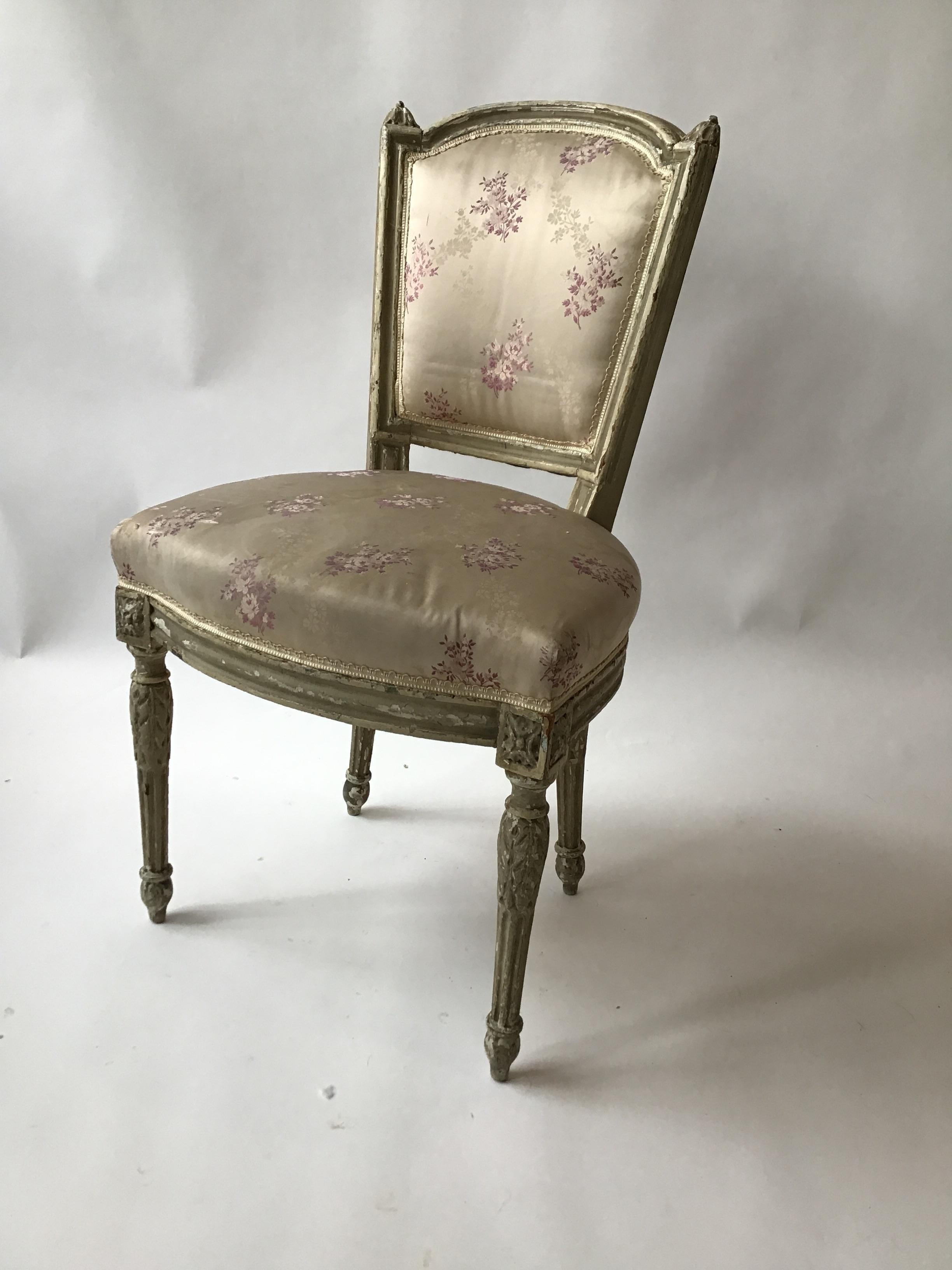 Wood Pair of 1870s French Louis XVI Side Chairs For Sale