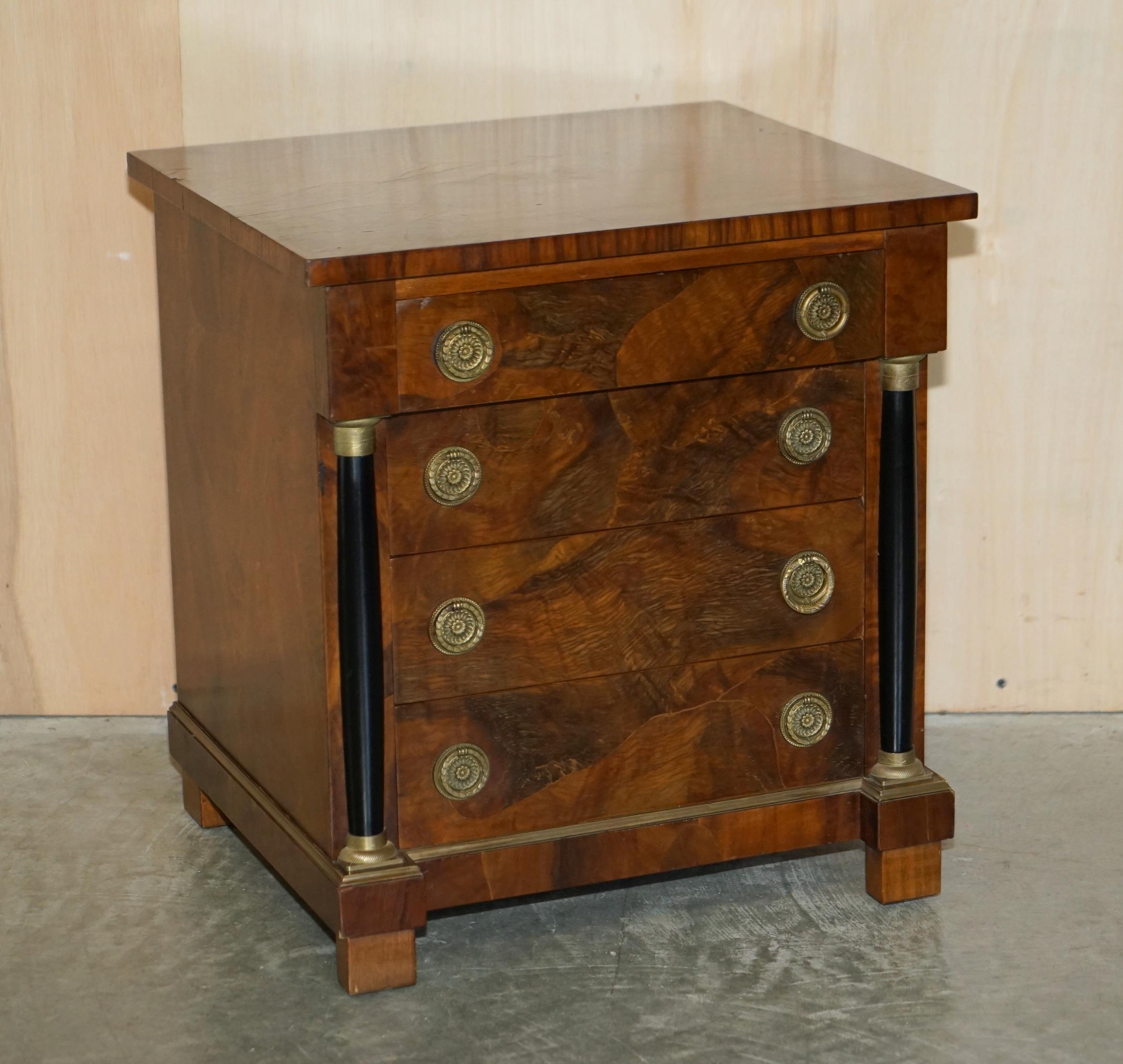 We are delighted to offer for sale this lovely pair of circa 1880-1900 Biedermeier, Burr & Burl walnut nightstands or side table drawers.

These are very collectable and decorative, they can be used as nightstands in a bedroom context or lamp side