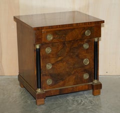 Pair of 1880 Biedermeier Burl Walnut Nightstands Bedside Table Sized Drawers