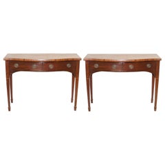 Pair of 1880 Howard & Son's Victorian Hardwood Console Tables with Twin Drawers