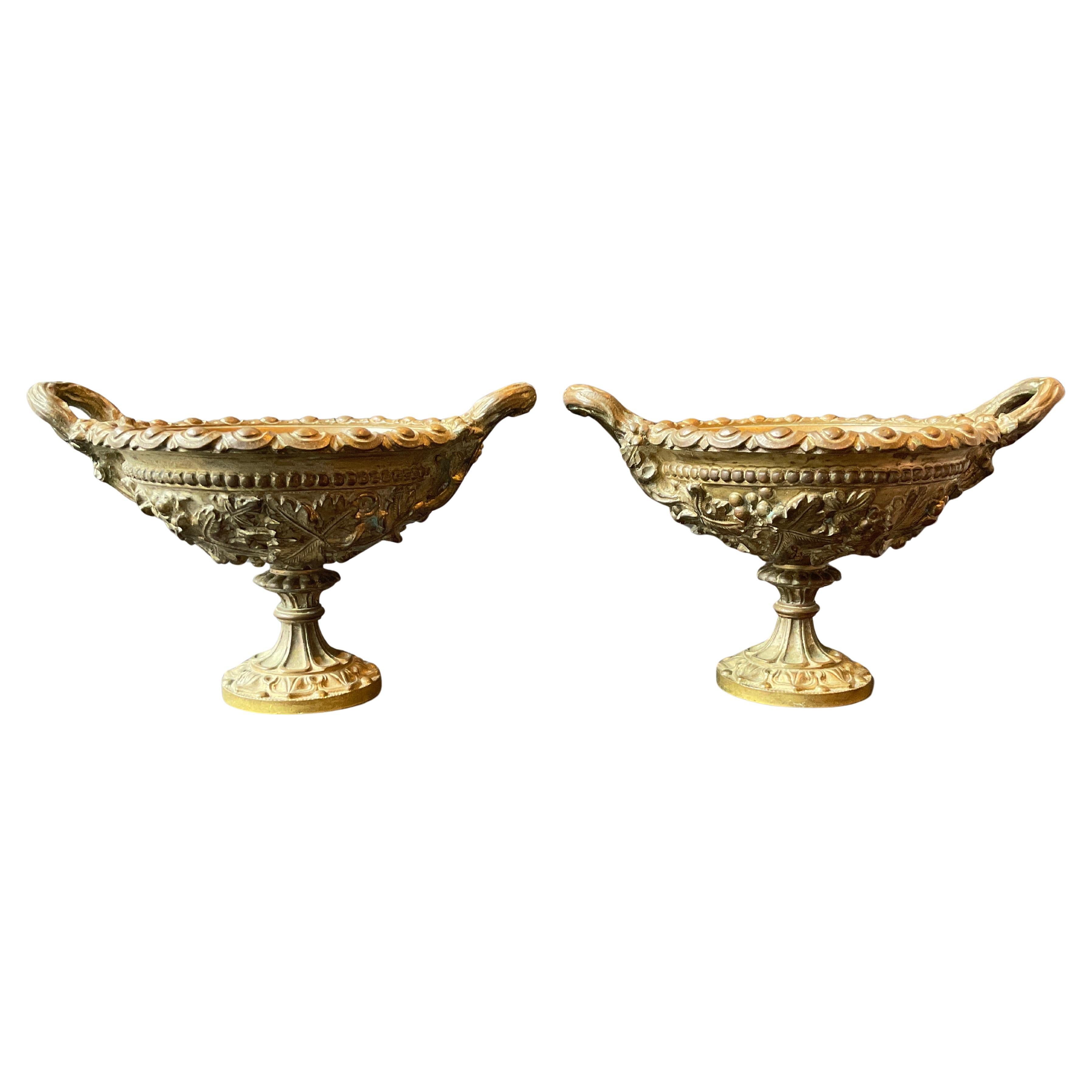 Paire de compotiers en bronze français des années 1880