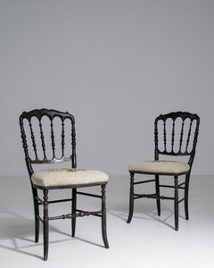 Pair Of 1880s French Napoleon III Chairs With Floral Embroidery