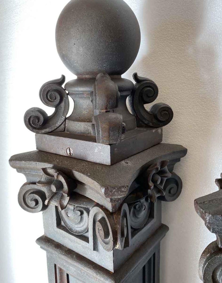Pair of 1880s Ornate Cast Iron Newel Posts from Brooklyn, NY; Qty