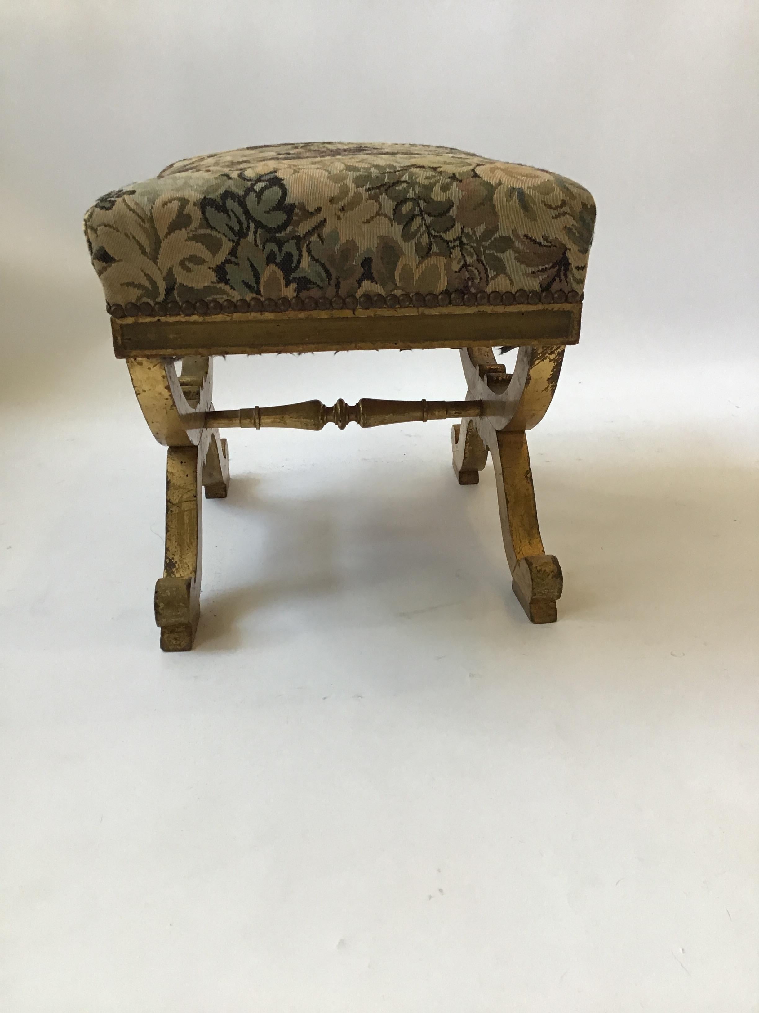 Pair of 1890s Italian Classical Giltwood Benches For Sale 2